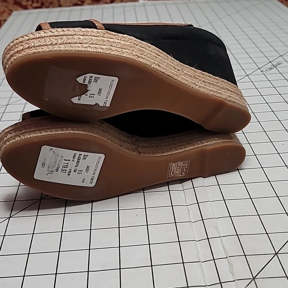 Tory Burch Majorca Canvas Wedge‎ NEW Black Size 9.5  EU 39.5